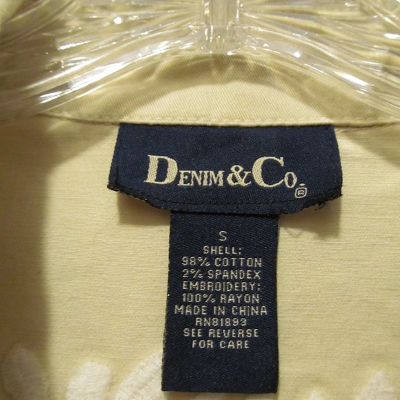 Denim & Co Embroidered Jacket w White Flowers - Picture 11 of 12